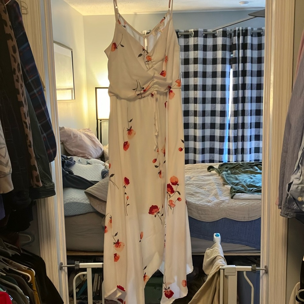 Row a white coral midi dress